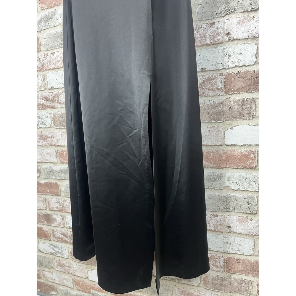 JASON WU Black Satin Corset Boning Bustier‎ Front Slit Midi Zip Dress L - Picture 3 of 13